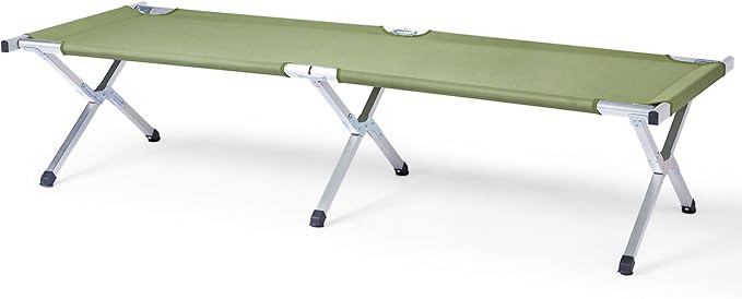 Vasitelan Outdoor Camping Cot Portable Folding Cots for Sleeping with Carry Bag Outdoor Camping Bed for Adults Support 275 Lbs (Green)