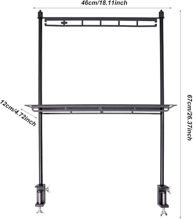 Camping Table Racks - Camping Table Storage Rack Clamp On Camping Table Shelf | Adjustable Height Foldable Desktop Shelf Lightweight Portable Small Lantern Stand Table Rack Suitable for Outdoor