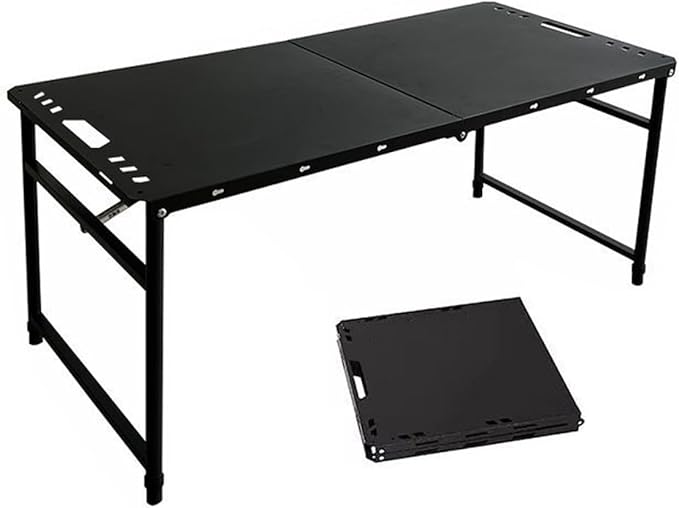 Outdoors Adjustable Height TableBlack Portable Folding Tables Camping Outdoor Portable RV Camp Table with Carry Bag for Outdoor Beach Picnic Backyards BBQ and Party