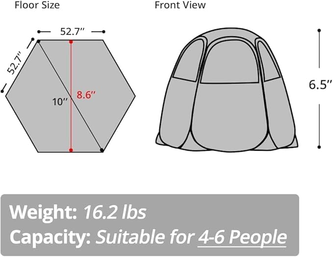 LEEDOR Pop Up Screen House Tent UPF 50+ and Windproof Dome Outdoor Canopy Tent with Roll Up Zipped Door Privacy Gazebo Compact and Lightweight for Party Camping Fishing Picnic Grey