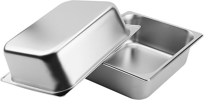 4 Pack 1/2 Hotel Pans 4 Inch Deep Steam Table Pan Half Size 201 Stainless Steel Restaurant Pan Anti Jam Steam for Buffet Event Catering Supplie
