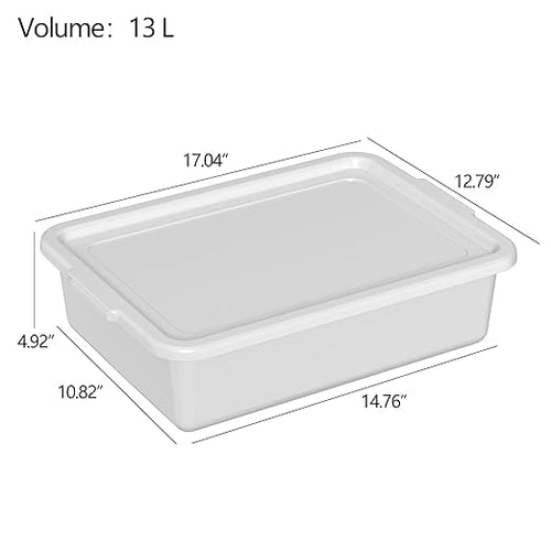 13 L Small Commercial Bus Tubs with Lids Plastic Bus Tub Tote Box with Lid Light Gray 12 Packs