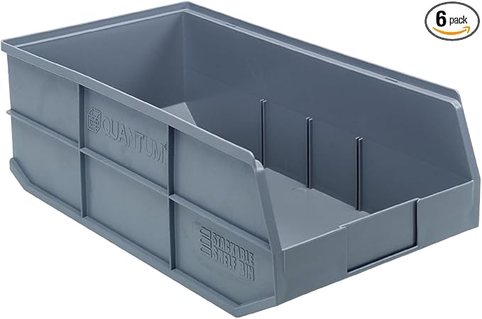 Quantum Storage SSB485 Stackable Shelf Bins Part Organizer - 20-1/2 x 11 x 7 - 6 Pack