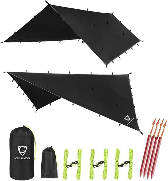 Gold Armour Rainfly Tarp Hammock Premium 20ft x 14.3ft Rain Fly Cover Waterproof Ultralight Camping Shelter Canopy