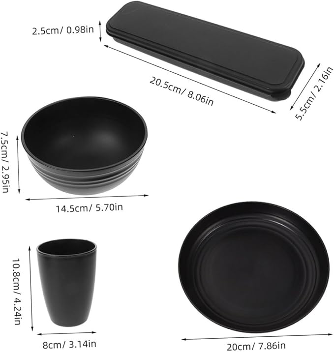 STOBAZA 4Sets Camping Tableware Reusable Dining Dishes with Bowls Plates Cutlery and Cups Compact Portable for Outdoor Picnics Dishwasher