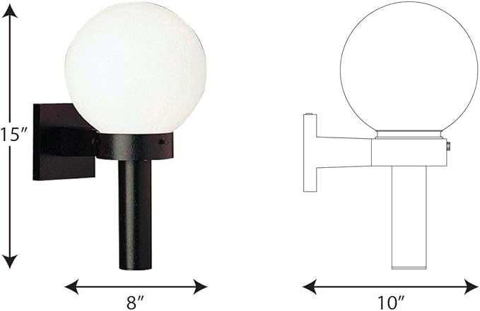 Progress Lighting Acrylic Globe 1-Light Shatter-Resistant Acrylic Shade Modern Outdoor Wall Lantern Light Outdoor P5626-60 Matte Black