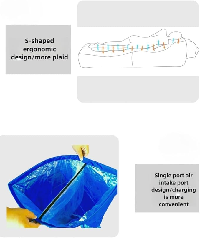 Compact Pump-Free Inflatable Lounger Portable Waterproof Air Leakage-Proof Design for Backyard Beach Trips Camping picnics and Music Festivals (A)