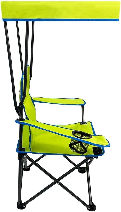 Youth Outdoor Canopy Chair with Adjustable Shade Folding Kids Camping Chair with Cup Holder and Carry Bag Portable Beach Sports and Backyard Seating