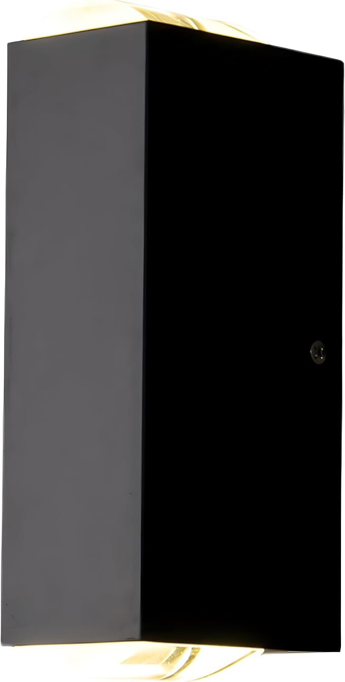 Bofea-Outdoor Waterproof Wall Sconce Black Aluminum Construction with Dual Up/Down LED Lights Black Wall Sconces Outside Wall Lights Ideal for Patio Garden and Porch Lighting(Three Beams Up And Down)