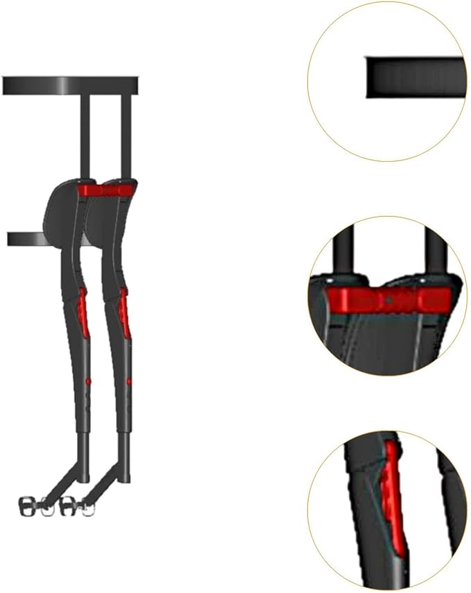 Wearable Chair Seat Folding Portable Ergonomic Multifunctional Camping Stool Adjustable Height for Indoor Beach Black and red