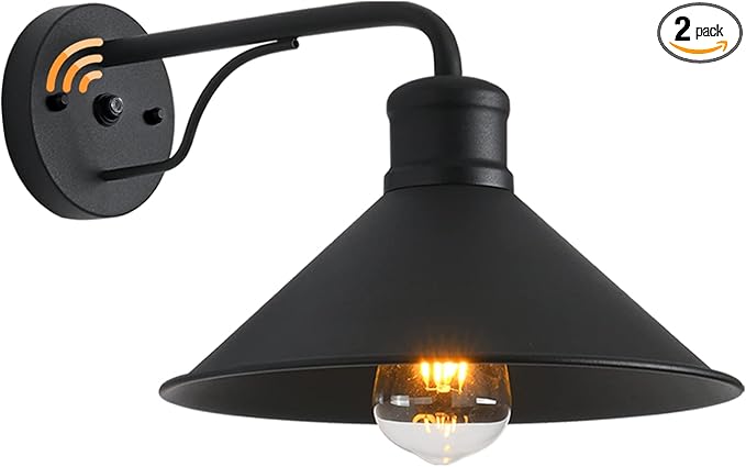 Dusk to Dawn Sensor Wall Sconce Outdoor Lighting Fixture Industrial Outdoor Barn Light Matte Black Exterior Wall Sconce for PatioDoorwayPorchEntrywayGarage 1 Pack