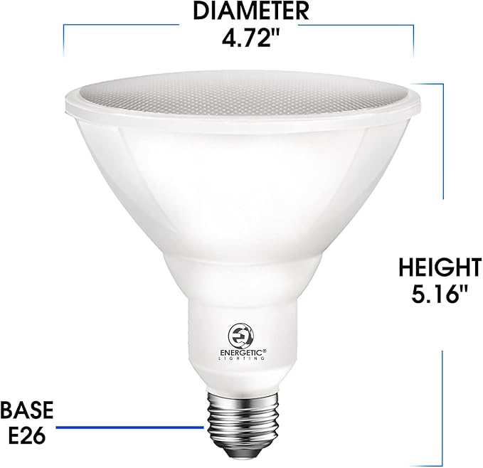 Energetic Outdoor Par38 Led Flood Light11W=90W900lm5000K DaylightE26 BaseNon-Dimmable Waterproof Spot BulbUL Listed (6 Pack)