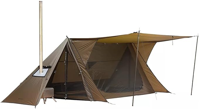 POMOLY Hot Tent Bushcraft Tent STOVEHUT 20 2.0 Ultralight Shelter with 4 Poles for 1-2 Person Camping Backpacking (Brown)
