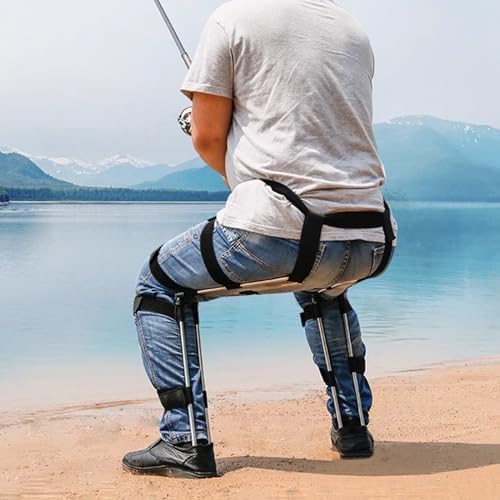 Lightweight Exoskeleton Seat - Chairless Fishing Carpenter Photographer &amp Chef Stool - Foldable Design High Weight Capacity 220 lbs (XL) - Portable Comfort