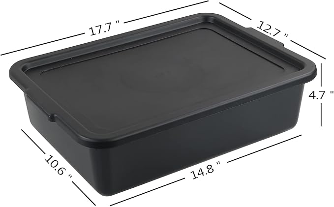 Xyskin Storage Utility Bus Tote with Lid Restaurant Commercial Bus Box 3 Packs