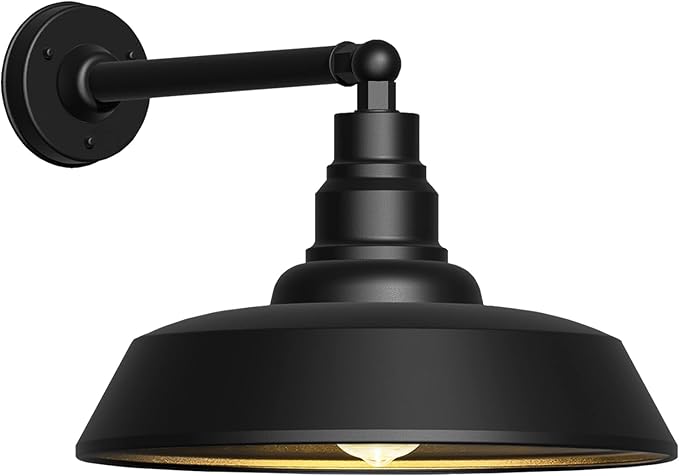 24 Large Gooseneck Outdoor Light - Classic Outdoor Barn Light Fixture Black Exterior Wall Light Fixture for Farmhouse Great for Patio and Farmhouse