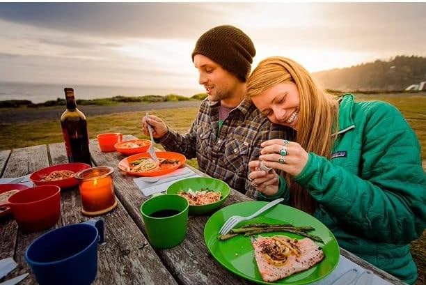 GSI Outdoors Cascadian 1 Person Table Set I 6-Piece Camping Backpacking Mess Kit Plastic BPA Free Plate Bowl Mug Cup &amp Cutlery Set