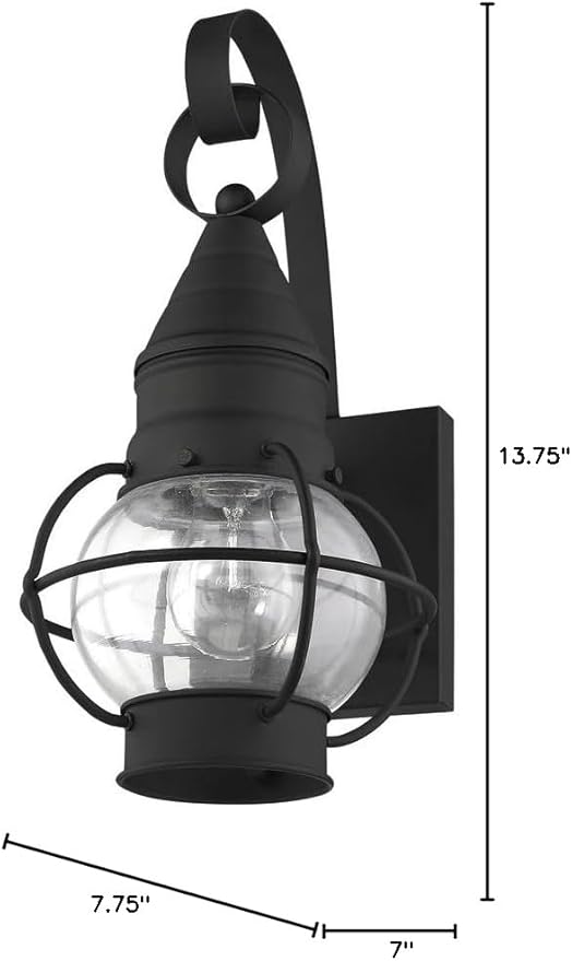 Livex Lighting 26900-04 Transitional One Light Outdoor Wall Lantern from Newburyport Collection in Black Finish