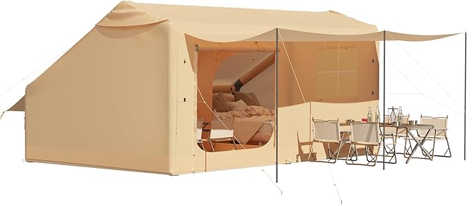 EROMMY 4/6/8/12 Person Inflatable Tent with Skylight 4 Season Blow Up Tents with Hand Pump for Outdoor Camping &amp Hiking Easy Set-up Windproof Sunproof Waterproof