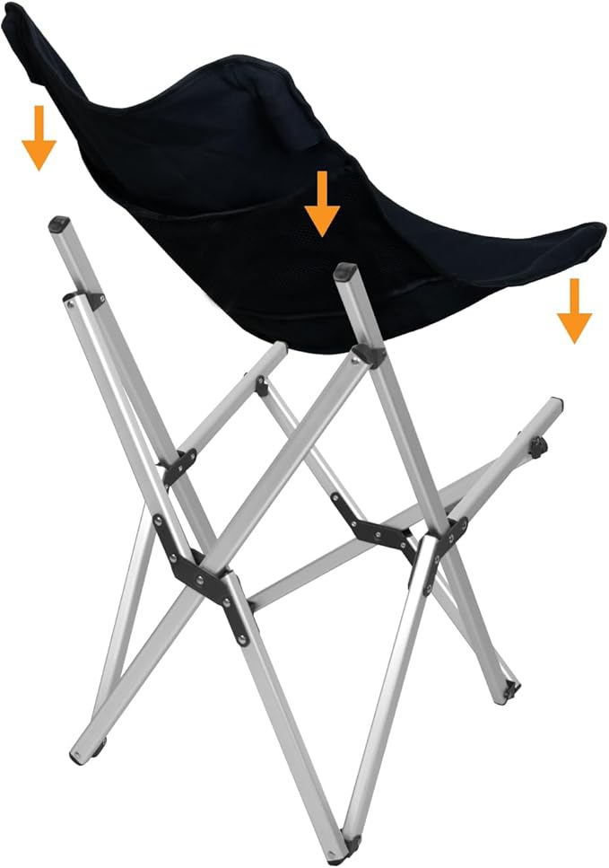 Lightweight Folding Camping Chair - Portable Outdoor Beach Chair 275lbs Capacity Extra Large Black