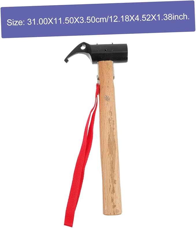 Camping Peg Hammer Set with Wood Handle and Steel Head Multifunction Tent Stake Tool Kit for Ground Nail Fixing and Outdoor Shelter Setup