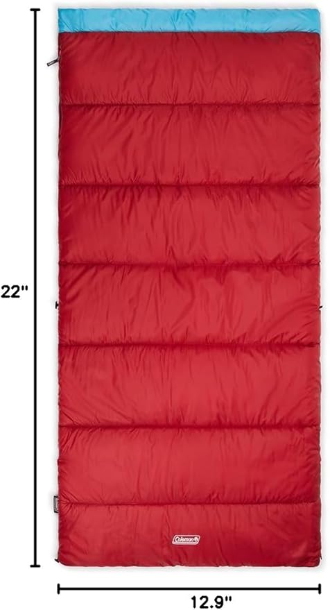 Coleman Flatlands 30/40/50°F Sleeping Bag Made from 100% Recycled Material Big &amp Tall Options Cool-Weather Sleeping Bag for Camping Sleepovers Guests &amp More