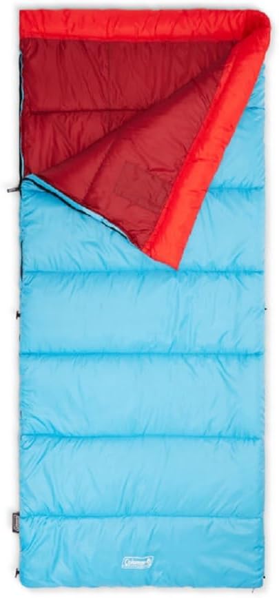 Coleman Flatlands 30/40/50°F Sleeping Bag Made from 100% Recycled Material Big &amp Tall Options Cool-Weather Sleeping Bag for Camping Sleepovers Guests &amp More