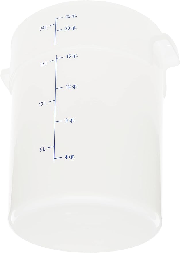 Carlisle FoodService Products Storplus Round Food Storage Container with Stackable Design for Catering Buffets Restaurants Polyethylene (Pe) 22 Quart White (Pack of 2)