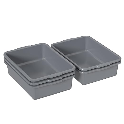 Sadstory 8 L Food Service Bus Tub Box Small Plastic Commercial Bus Tubs 5 Packs Gray