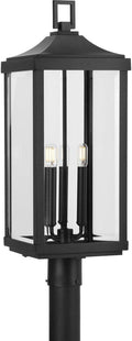 Progress Lighting Gibbes Street Collection 3-Light Clear Beveled Glass New Traditional Outdoor Post Lantern Light Textured Black26.88x9.50x9.50