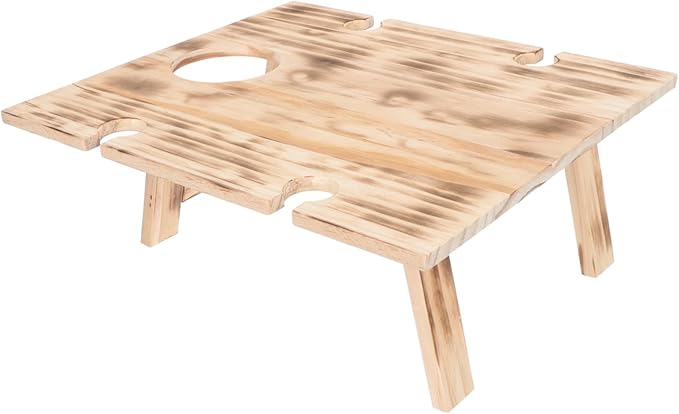 POPETPOP Portable Folding Picnic Table Lightweight Wooden Outdoor Table for Camping Travel and BBQ Compact Design Carrying Handle for Family Gatherings and Outdoor Activities