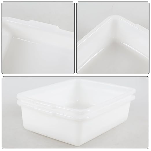 Yuright 8L Plastic Commercial Bus Tub 4 Pack Small Bus Bin Restaurant White Wash Tub Basin