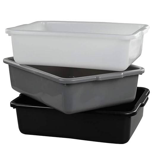 Vababa 3-Pack Plastic Commercial Bus Box 13 L Kitchen Bus Tub