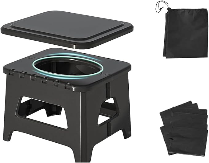 Portable Potty Camping Toilet Emergency Toilet for Car Foldable Stool Portable for Outdoor Camping Fishing Traffic Jams