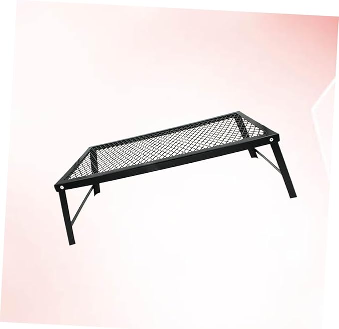 VANZACK Portable BBQ Mesh Table Outdoor Folding Picnic Desk Camping Accessory Sturdy Iron Easy Assembly