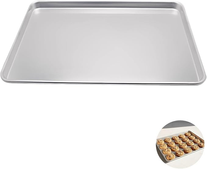 Commercial Aluminum Sheet Pan For Baking Roasting Toasting 9.6 X 13 In &amp Easy Clean Bun Pan Silver