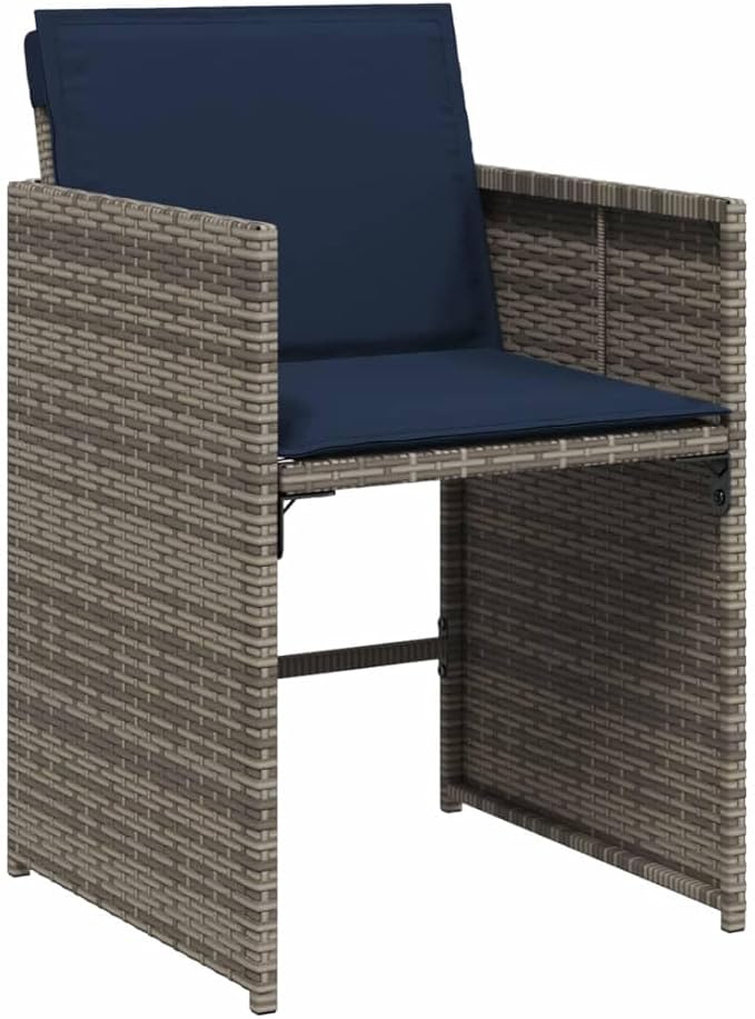 Patio Chairs with Cushions 4 pcs Gray Poly Rattan Outdoor Furniture Comfortable Seating Durable Garden Chairs with Removable Cushions for Patio Garden Lawn and Backyard