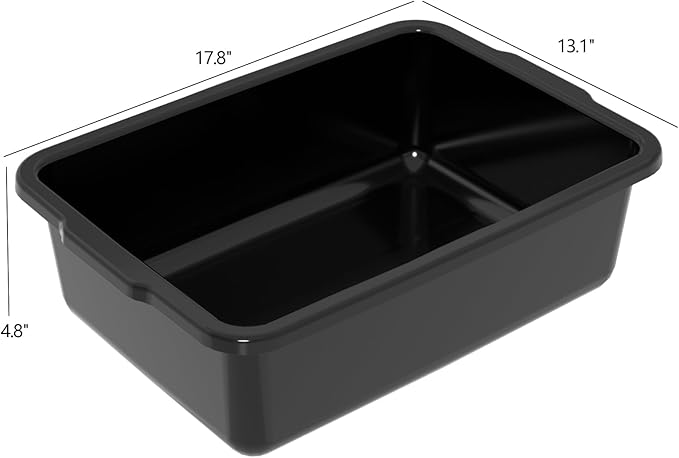 13 Liter Commercial Tote Box 12-Pack Plastic Bus Tubs Bus Boxes Black Dishwashing Tub