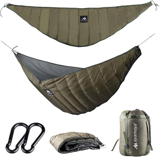 AYAMAYA Single &amp Double Hammock Underquilt Full Length Big Size Under Quilts for Hammocks Camping Backpacking Essential Winter Cold Weather Warm UQ Blanket Bottom Insulation