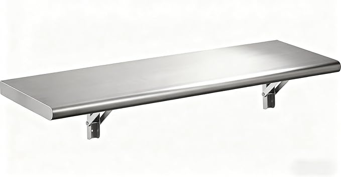 Concession Shelf 48L x 12W22 gauge ASTM 304 Stainless Steel Folding Serving Food Shelves Wall Mount Shelving  Stainless Steel Shelf For Food Truck grill areaBBQ working table Restaurant .NSF