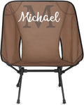 Custom Brown Portable Camping Chair Personalized Backpacking Chair with Name Lightweight Foldable Chairs for Hiking Beach