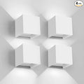 12W 4Pack Outdoor Wall Lights Exterior/InteriorLED White Outdoor Wall Sconces Light Fixtures ModernIP65 Waterproof Square Aluminum Wall Lamps Up and Down Lights 6500K Cold Lights