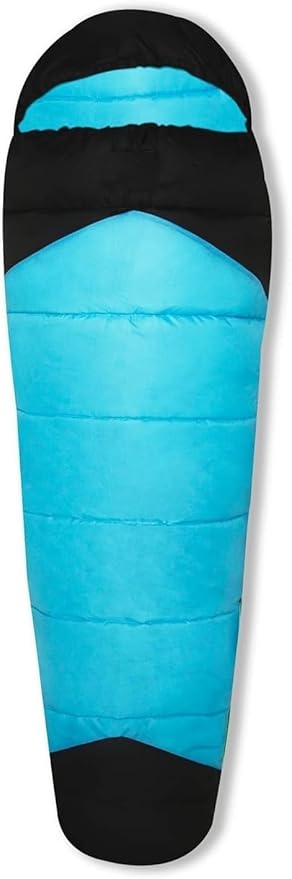 Sleeping Bag Camp Lite +10°C to +20°CLightweight Camping Sleep Bag for Indoors &amp Outdoors (Black-SkyBlue)
