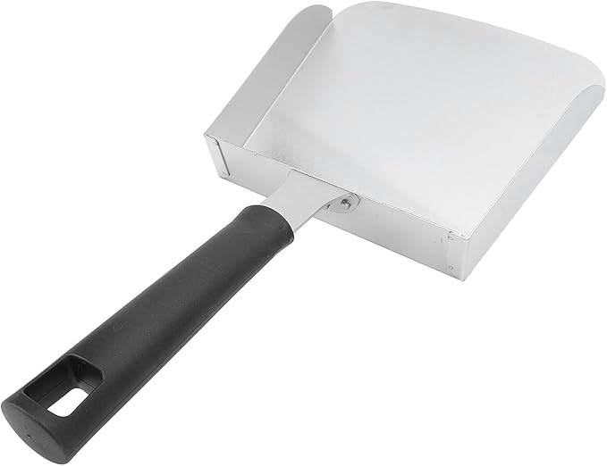 Large Griddle Scoop Stainless Steel Food Shovel Grill Food Mover with Wide Mouth Design Ergonomic Handle Burger Spatula for Stir Fry and Fried Foods