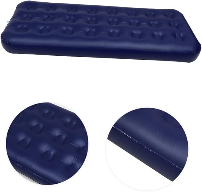 1Pc Portable Inflatable Air Mattress Single Person Camping Bed Mat with Honeycomb Design Moisture for Outdoor Activities Beach Picnics and Hiking