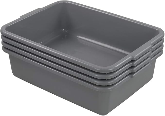 Farmoon 22L Commercial Bus Tub 4 Packs Large Wash Basin Tote Box Grey