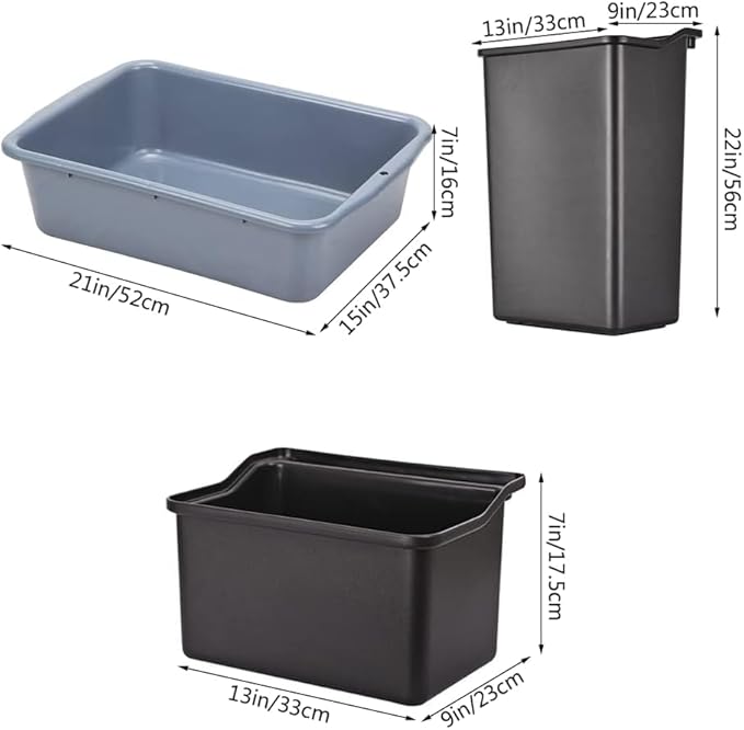 Commercial Products Standard Bus Box/Utility CartGray Large Bus Tub Plastic Heavy Duty Restaurant Wash Basin/Dish Washing Tub for Kitchen Organization/Storage (THX82)