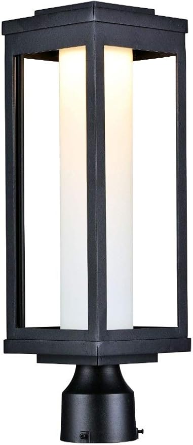 Maxim Lighting 55900SWBK Salon-12W 1 LED Outdoor Post Mount-6 Inches Wide by 19.5 inches high Finish Color: Black Glass Color: Satin White