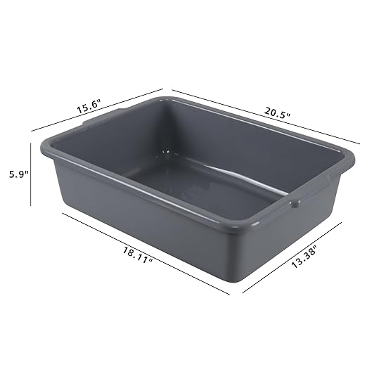 23 L Large Commercial Bus Tub Restaurant Plastic Bus Box Gray 4 Packs