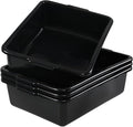 4 Packs 32 L Commercial Food Service Bus Tub Extra Large Rectangle Dishpan Plastic Wash Basin Black